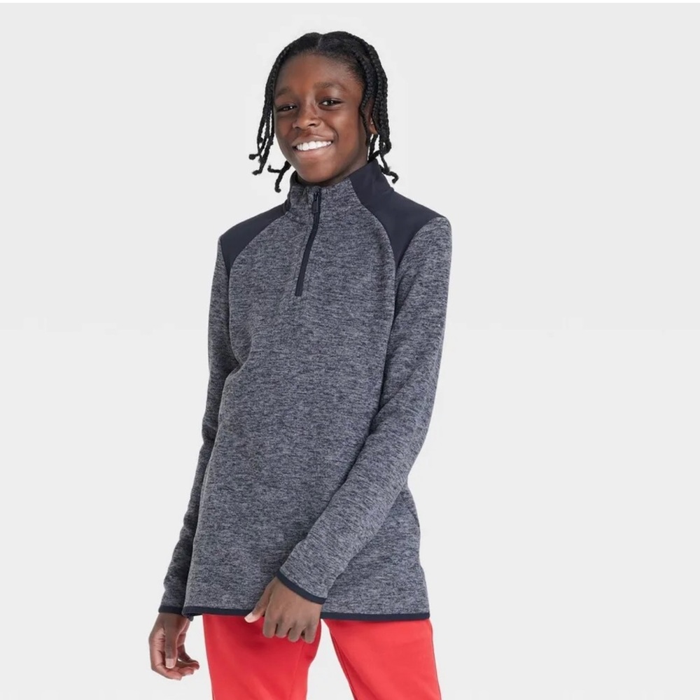 Boys' Fleece 1/4 Zip Pullover - All in Motion Heathered Gray